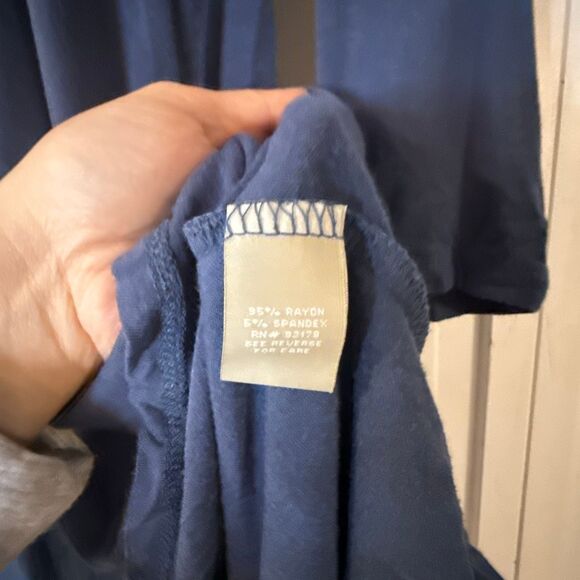 Joan Vass Studio navy blue cowl neck tunic blouse M - Picture 4 of 8